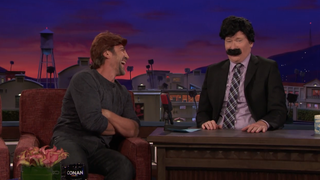 Terrifying goofball Javier Bardem gives ugly lessons (and a wig) to Conan